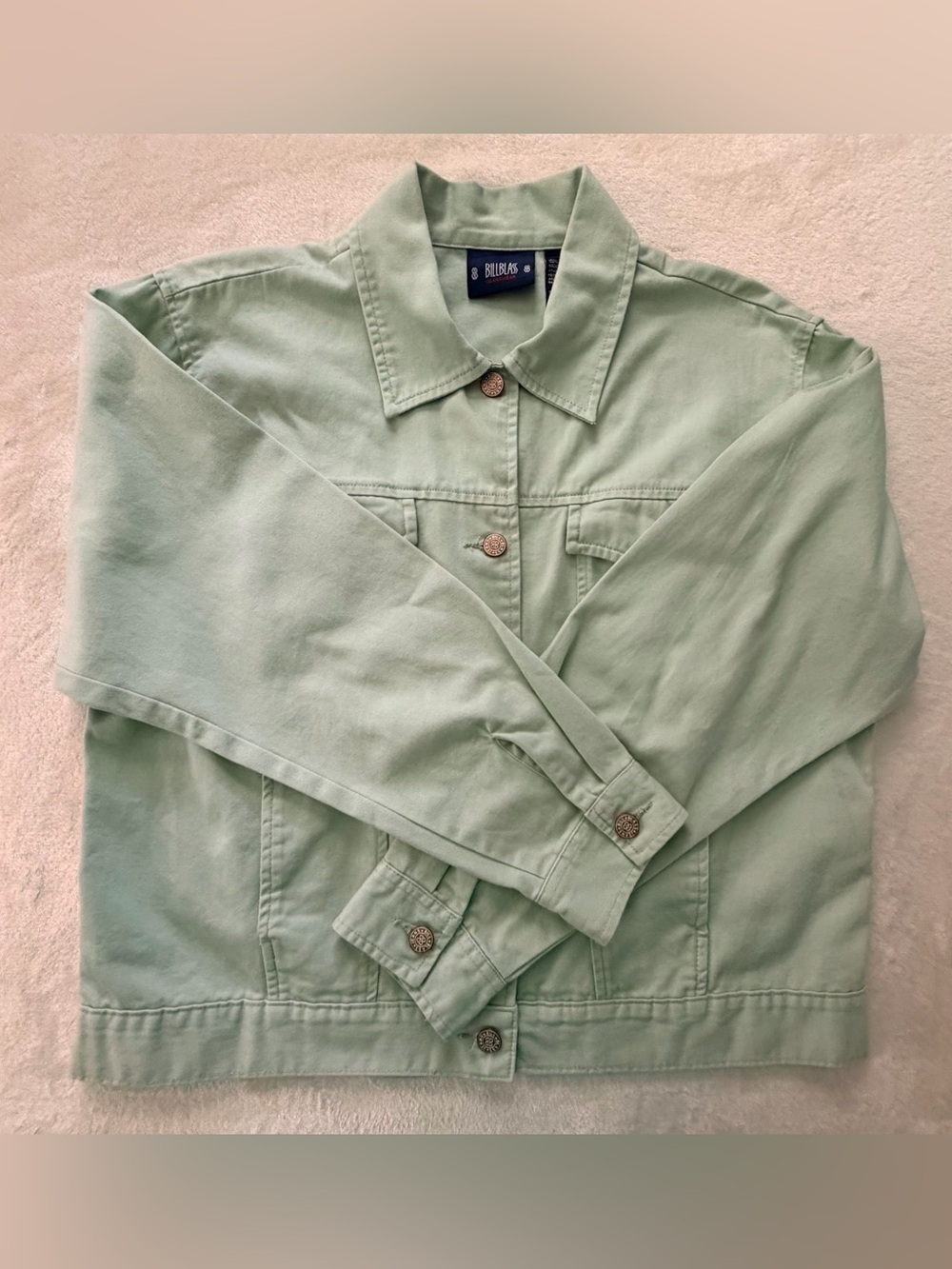 Bill Blass Vintage Cotton Sage Mint Green Denim Trucker Jacket
